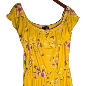 Derek Heart Romper XL Women's Floral Yellow Jumpsuit